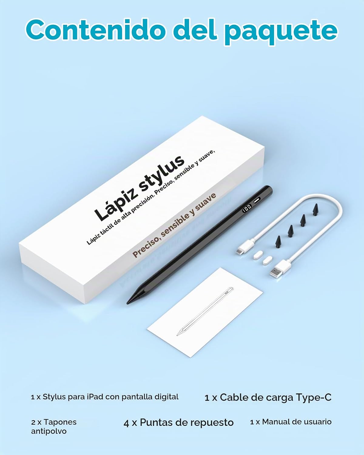 MoKo Stylus Pen para iPad 2018-2026, lápiz de carga USB-C con panta...