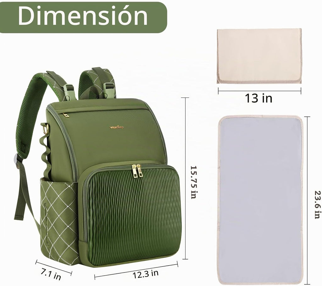 vosmles Elegante bolsa de pañales para bebé, bolsa de bebé con camb...