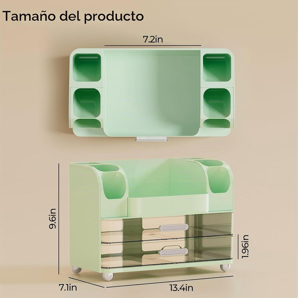 UFORU Organizador de maquillaje para tocador con 2 cajones grandes,...