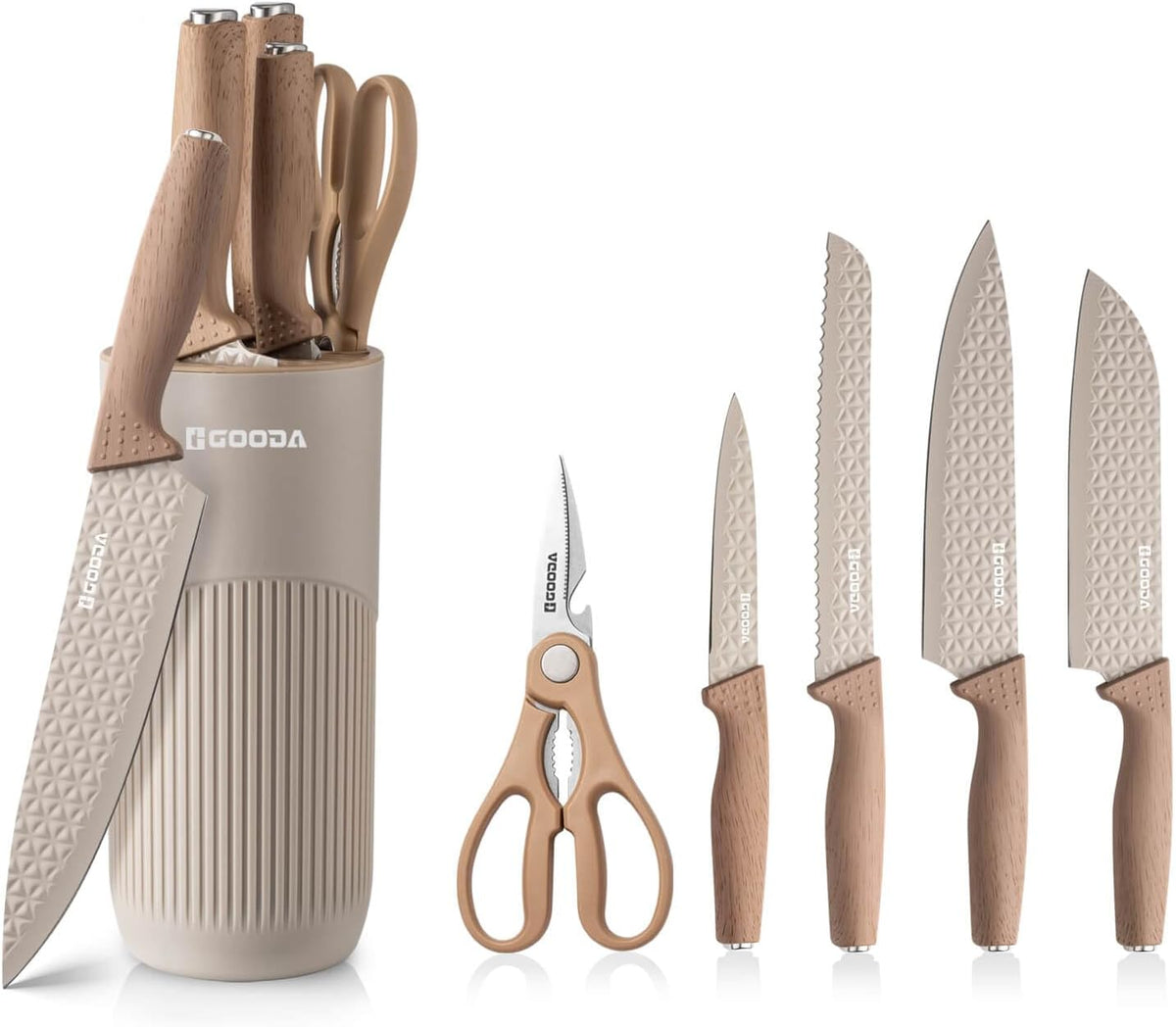 GOODA - Juego de cuchillos de cocina con bloque, juego de 6 piezas...
