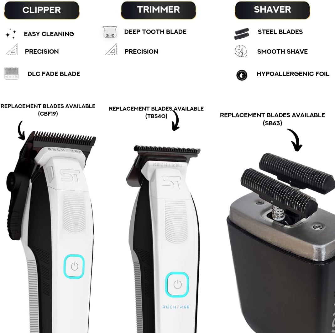 Supreme Trimmer Combo de cortapelos de recarga 3 en 1, recortadora...
