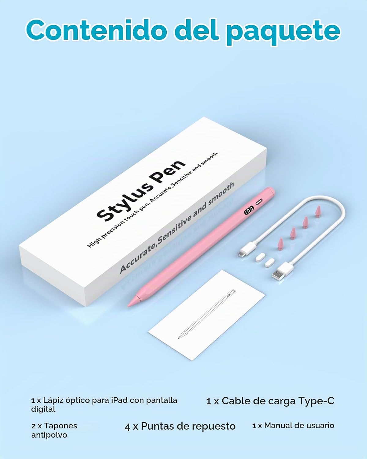 MoKo Stylus Pen para iPad 2018-2026, lápiz de carga USB-C con panta...