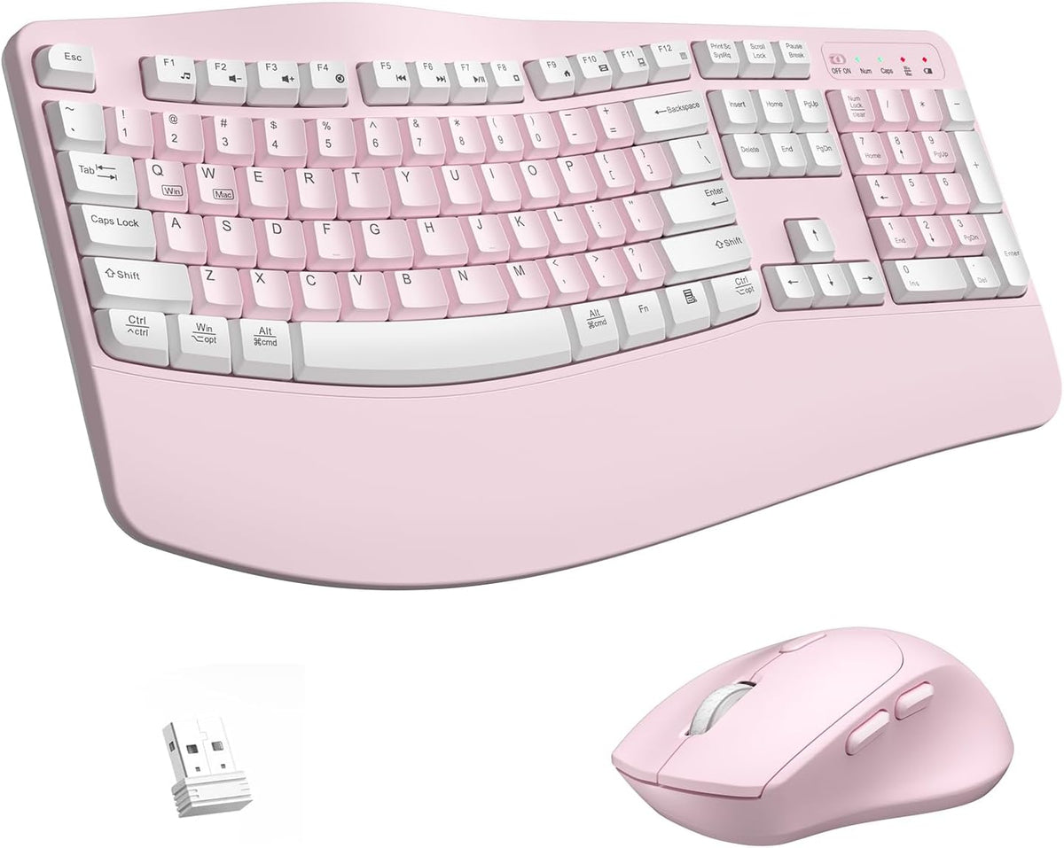 Combo de teclado y mouse inalámbricos, teclas de onda ergonómica 2....