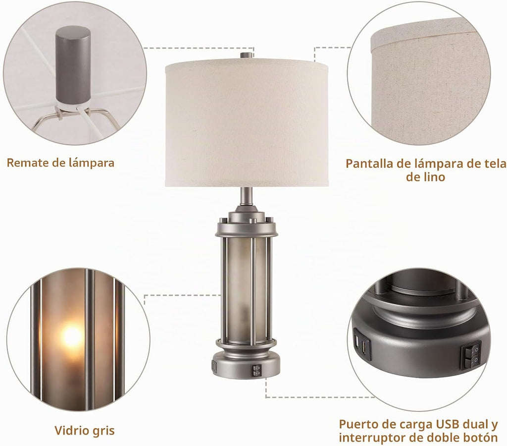 AIEAMPDO - Juego de 2 lámparas de mesa industriales de metal para s...