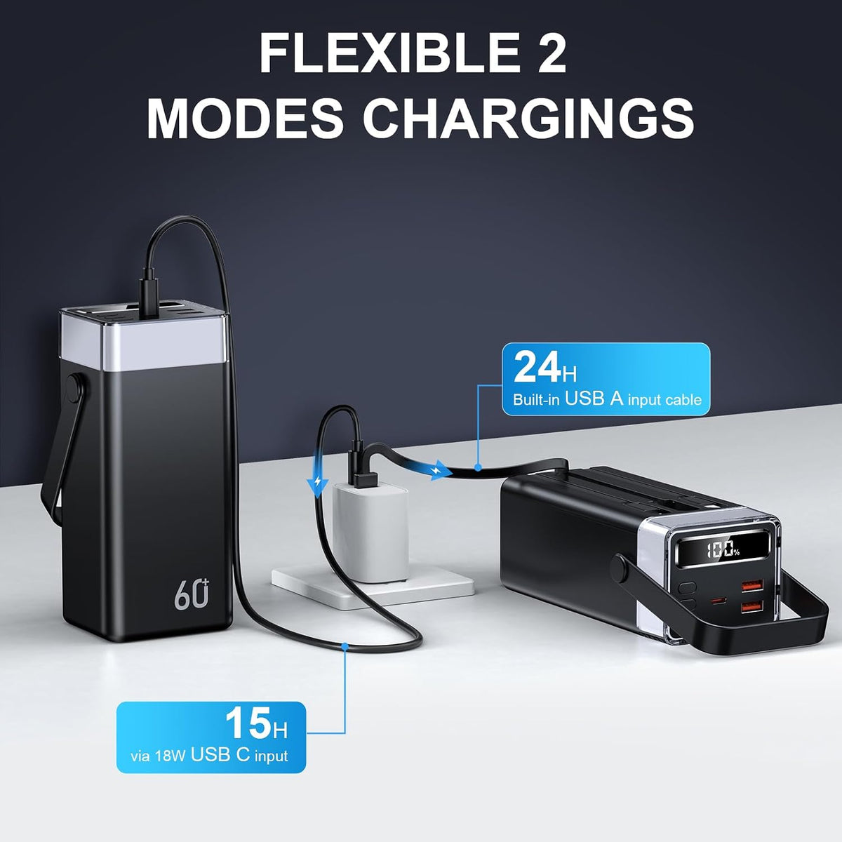 Cargador portátil Power Bank 60000mAh, 22.5W Paquete de baterías de...