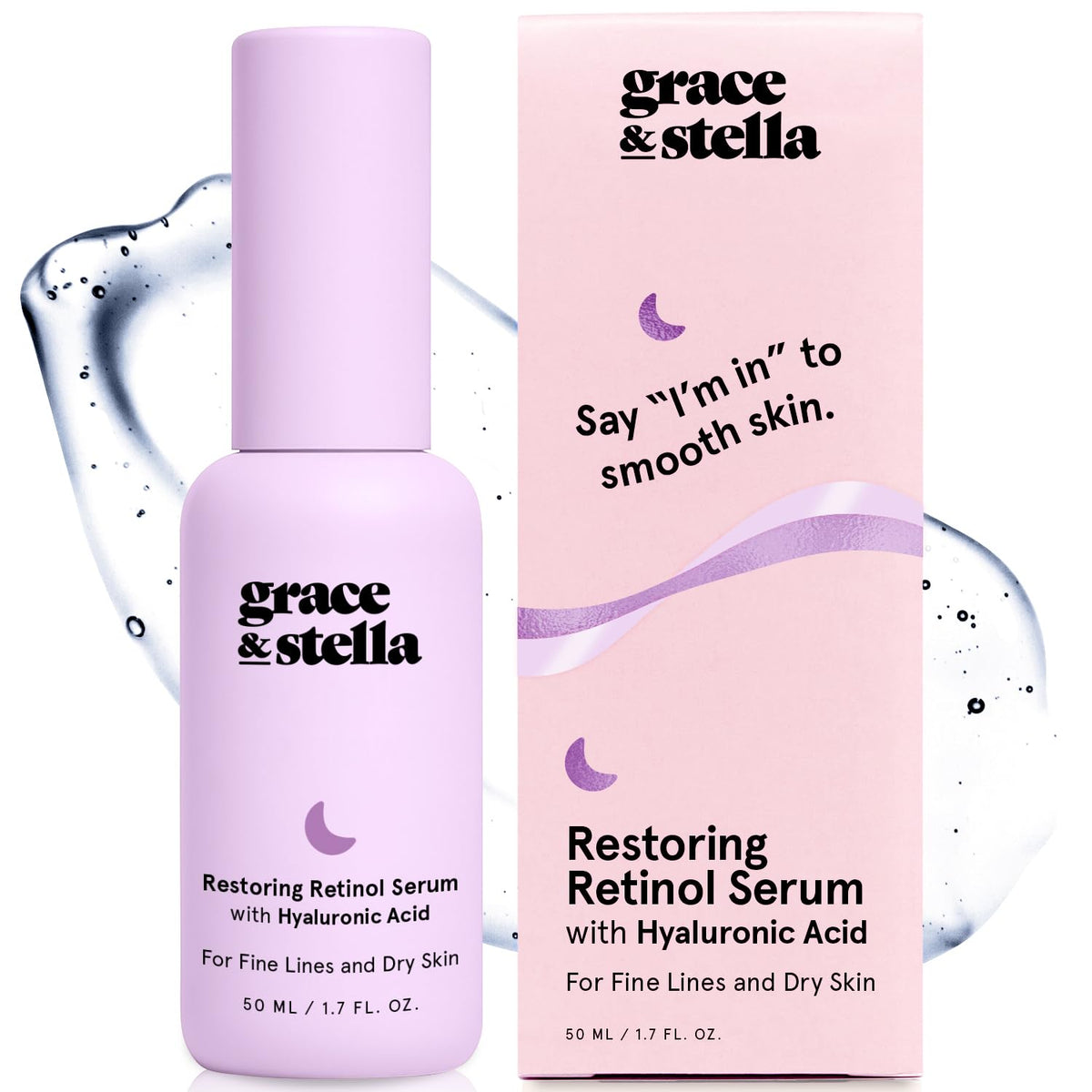grace &amp; stella - Suero de retinol para rostro con ácido hialuró...