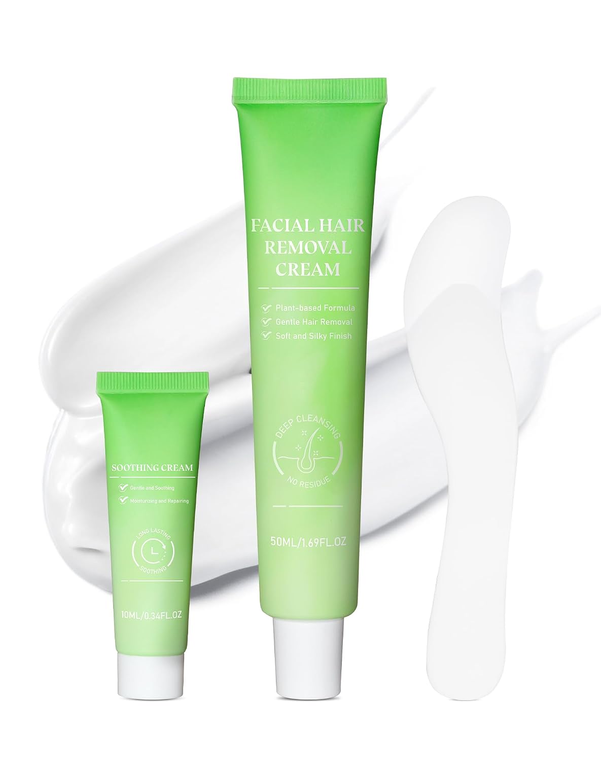 Crema de depilación facial sin dolor para mujeres - Kit 2 en 1 con...
