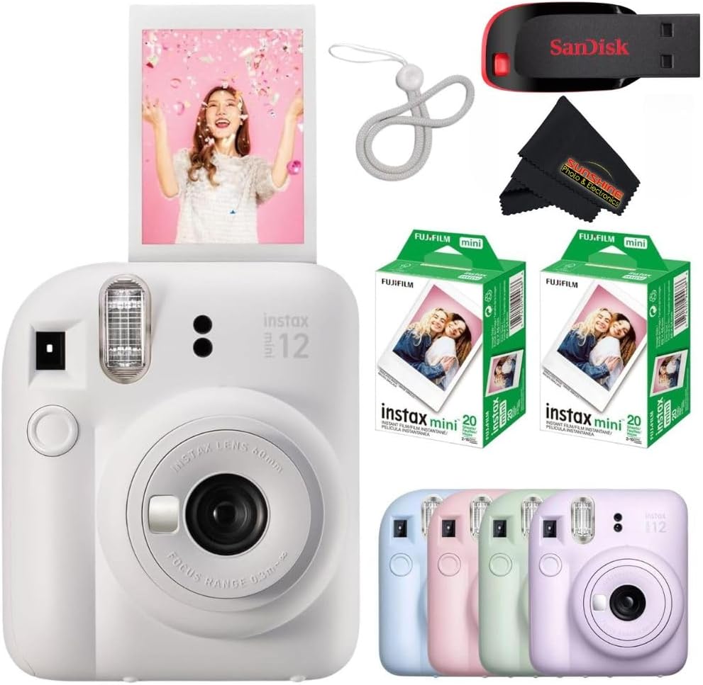 Fujifilm Instax Mini 12 - Cámara instantánea color blanco arcilla c...