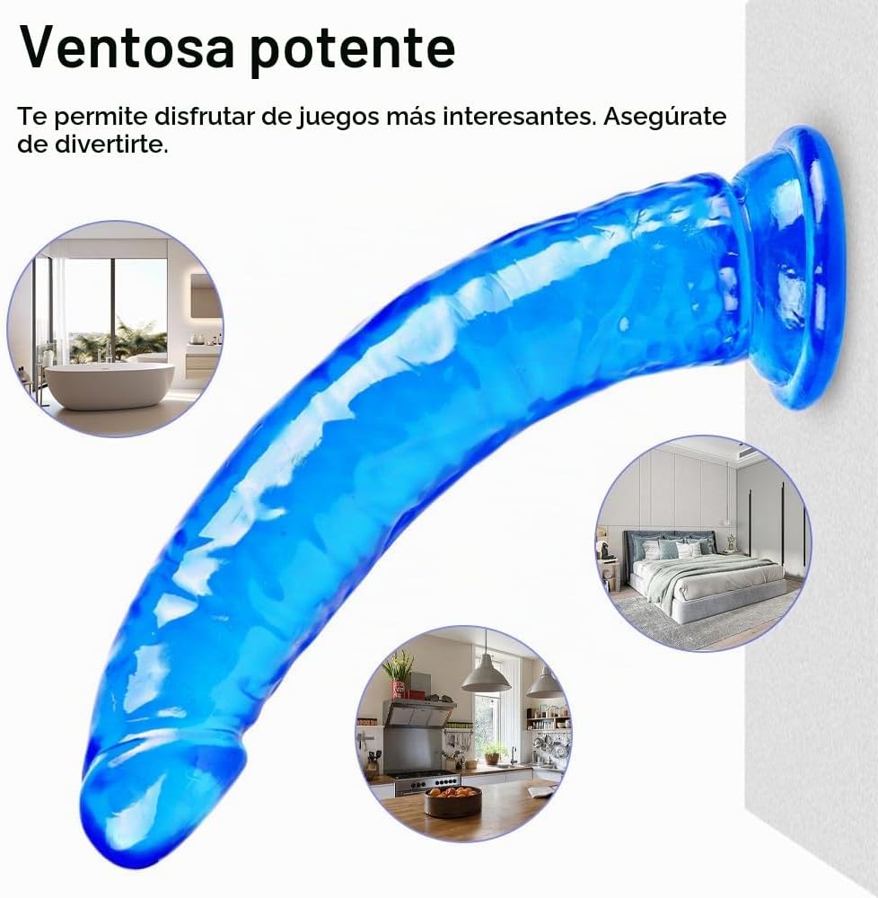 Juego de consolador realista azul de 3 tamaños (pequeño, grande, ex...