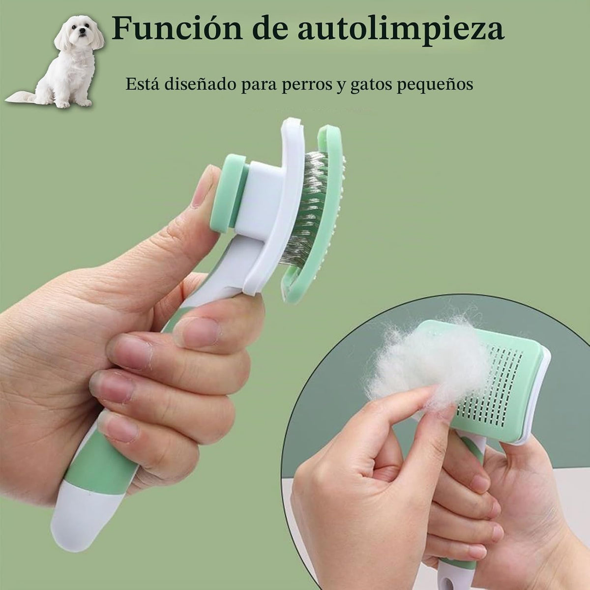 Cepillo de perro deslizante autolimpiante para razas pequeñas de pe...