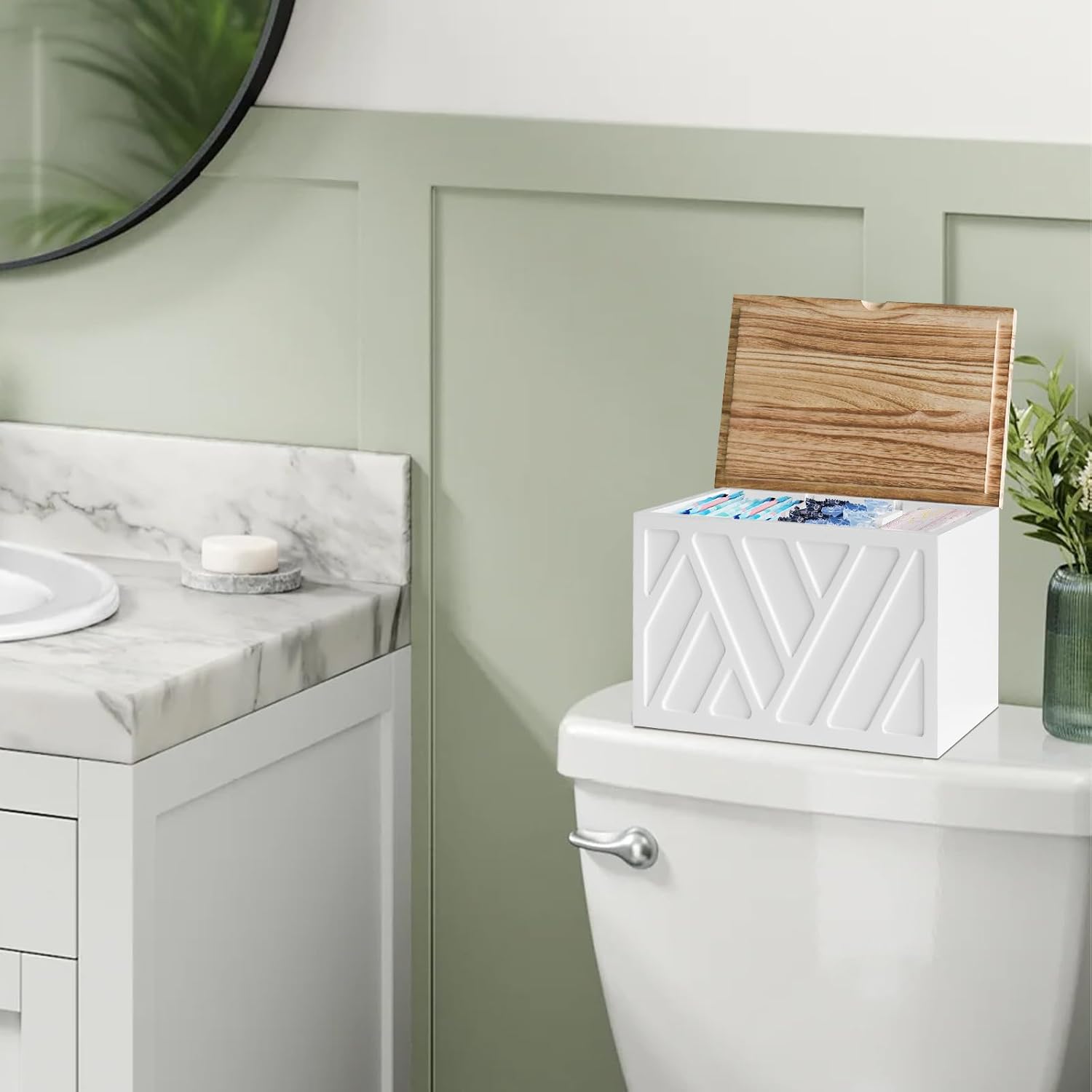 Soporte para tampones para decoración de baño, organizador de produ...