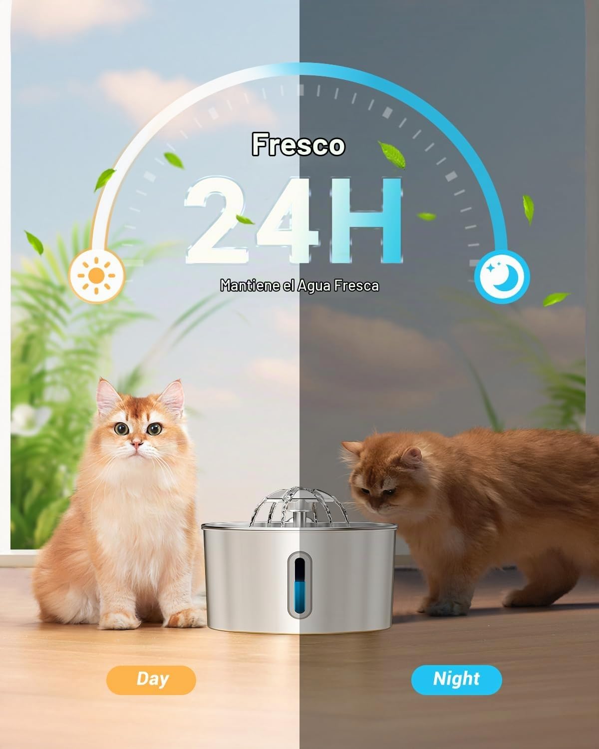 Fuente de agua de acero inoxidable para gatos, dispensador de agua...