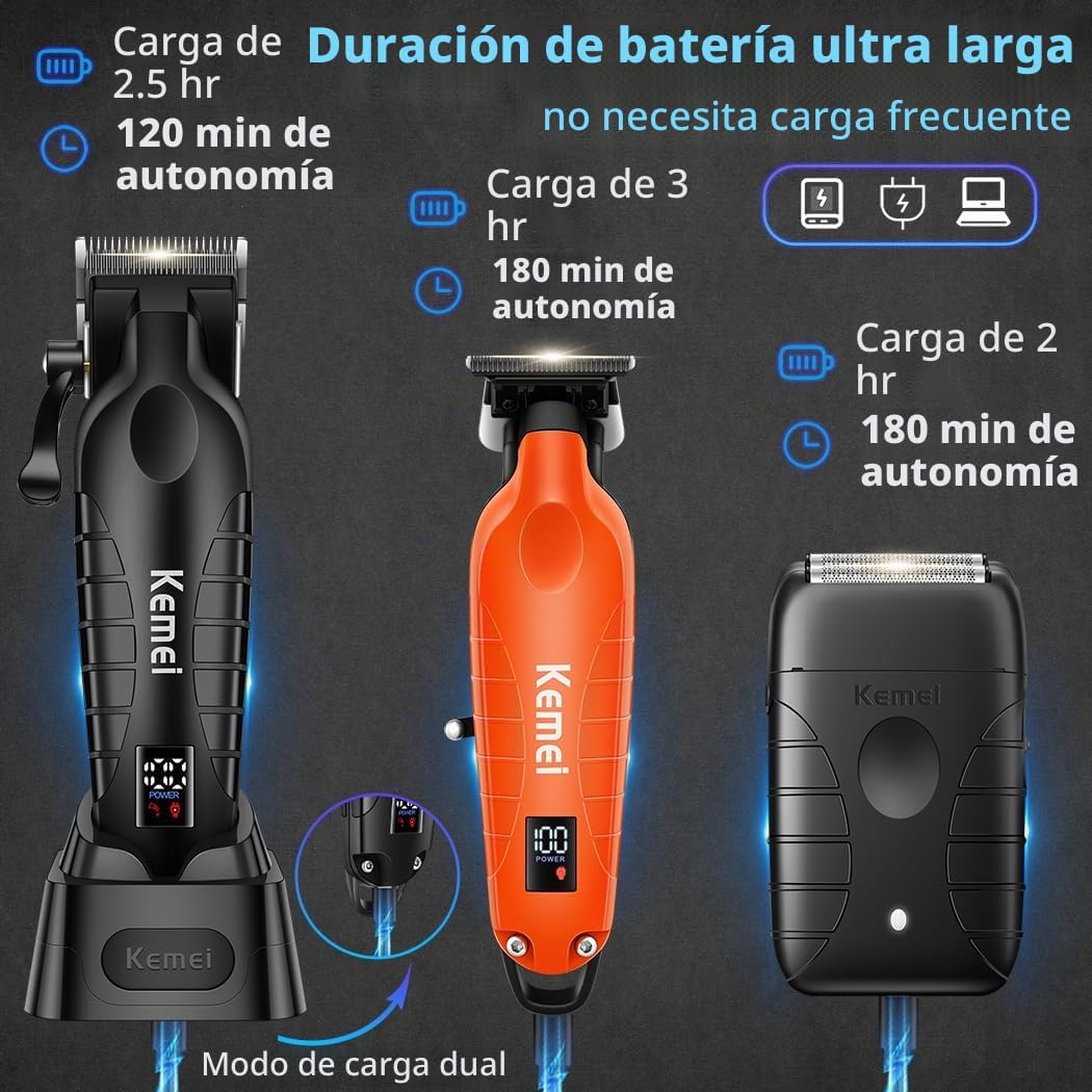 KEMEI Cortapelos para hombres profesionales, juego de cortapelos y...