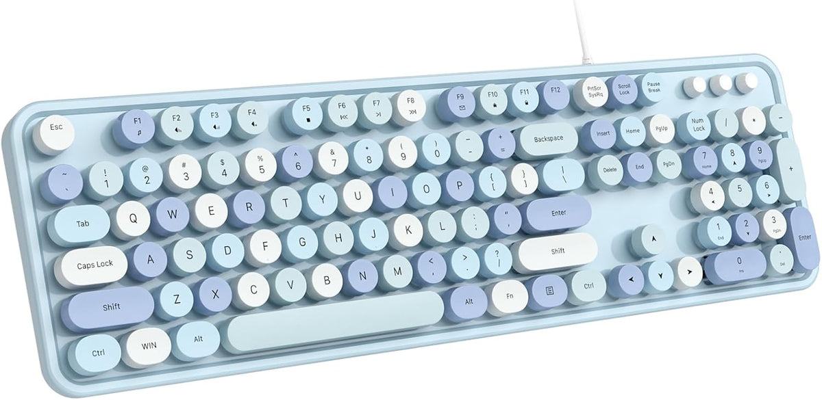 Dilter - Teclado con cable, teclado de tamaño completo tipo máquina...