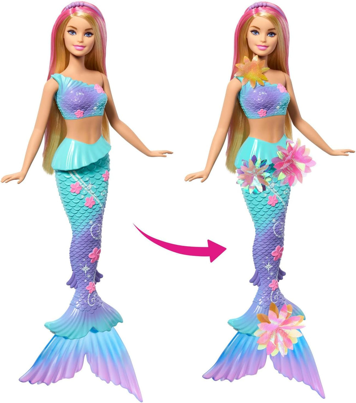 Muñecas de juguete de sirena Barbie con función sorpresa de flores...