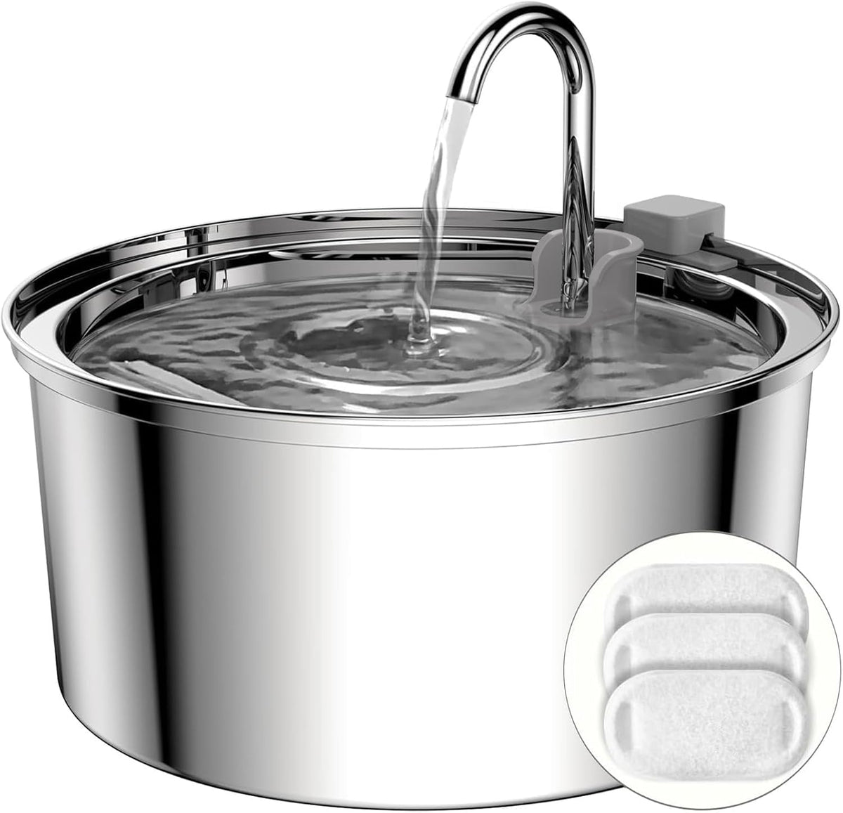 Fuente de agua para gatos de acero inoxidable - 3.2L\/108oz de gran...
