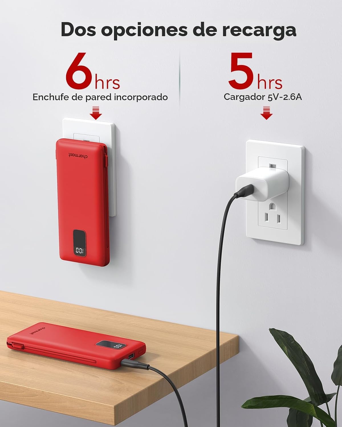 charmast Banco portátil 10000mAh del poder del cargador con el ench...