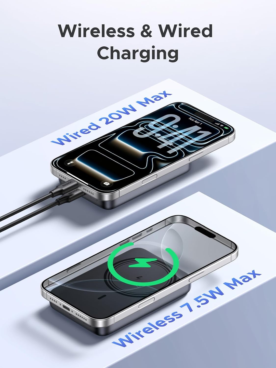 UGREEN Banco magnético de energía de 10000 mAh PD 20W USB-C para iP...