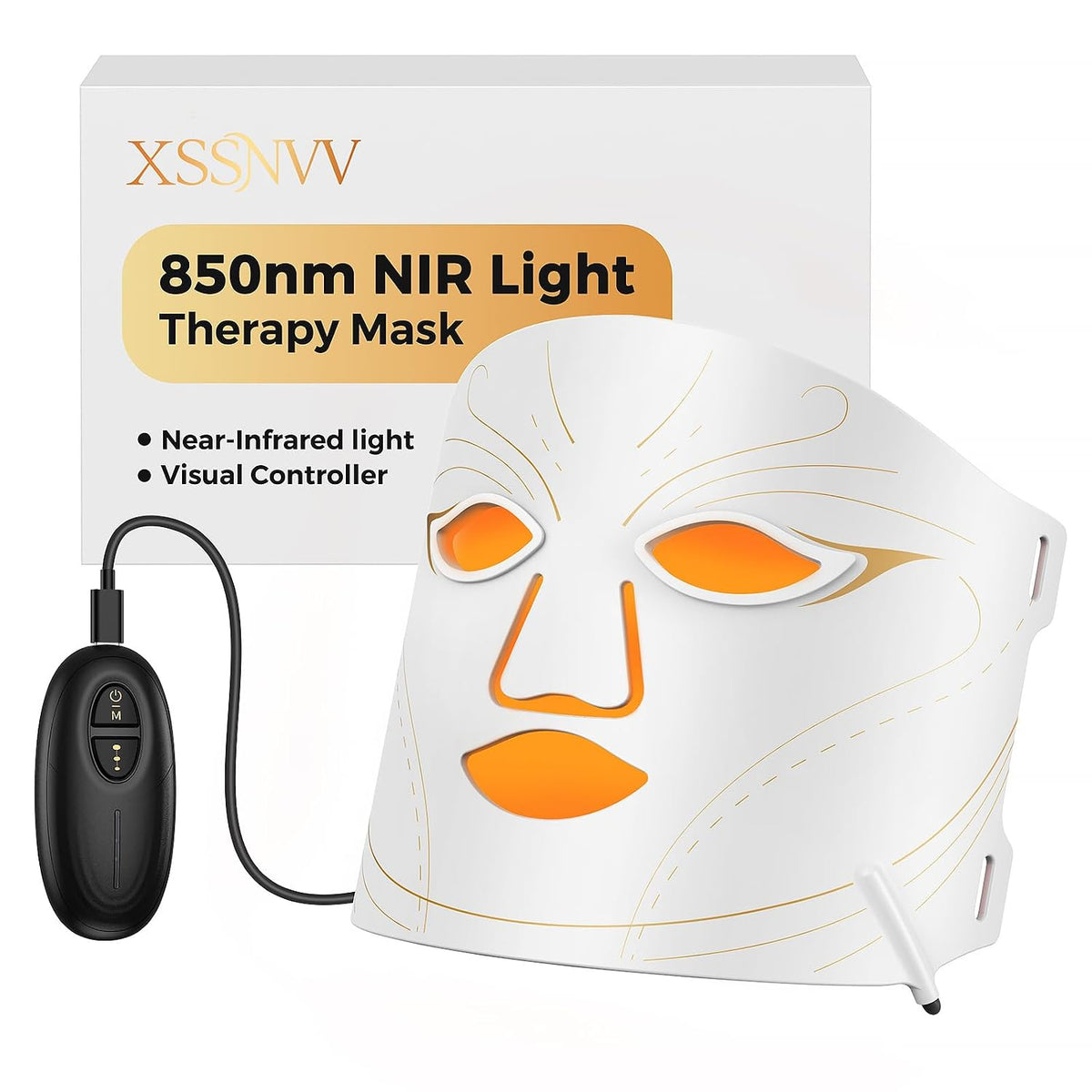 XSSNVV Máscara facial con luz LED roja, terapia de luz LED, máscara...