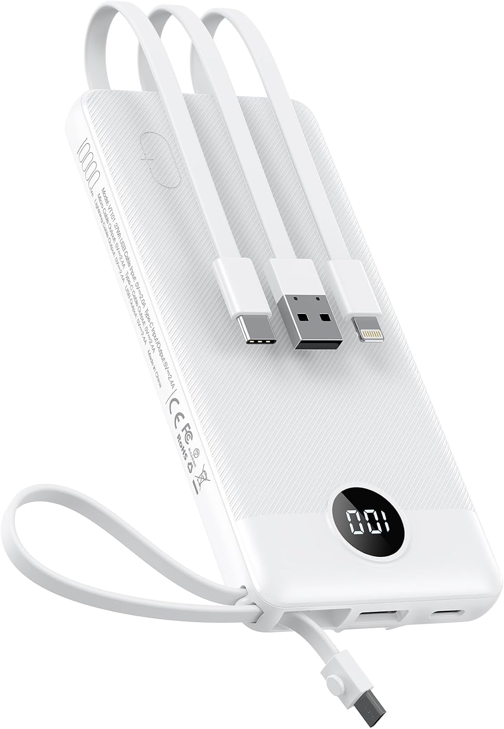VEEKTOMX Cargador portátil de 10000 mAh con 4 cables incorporados |...