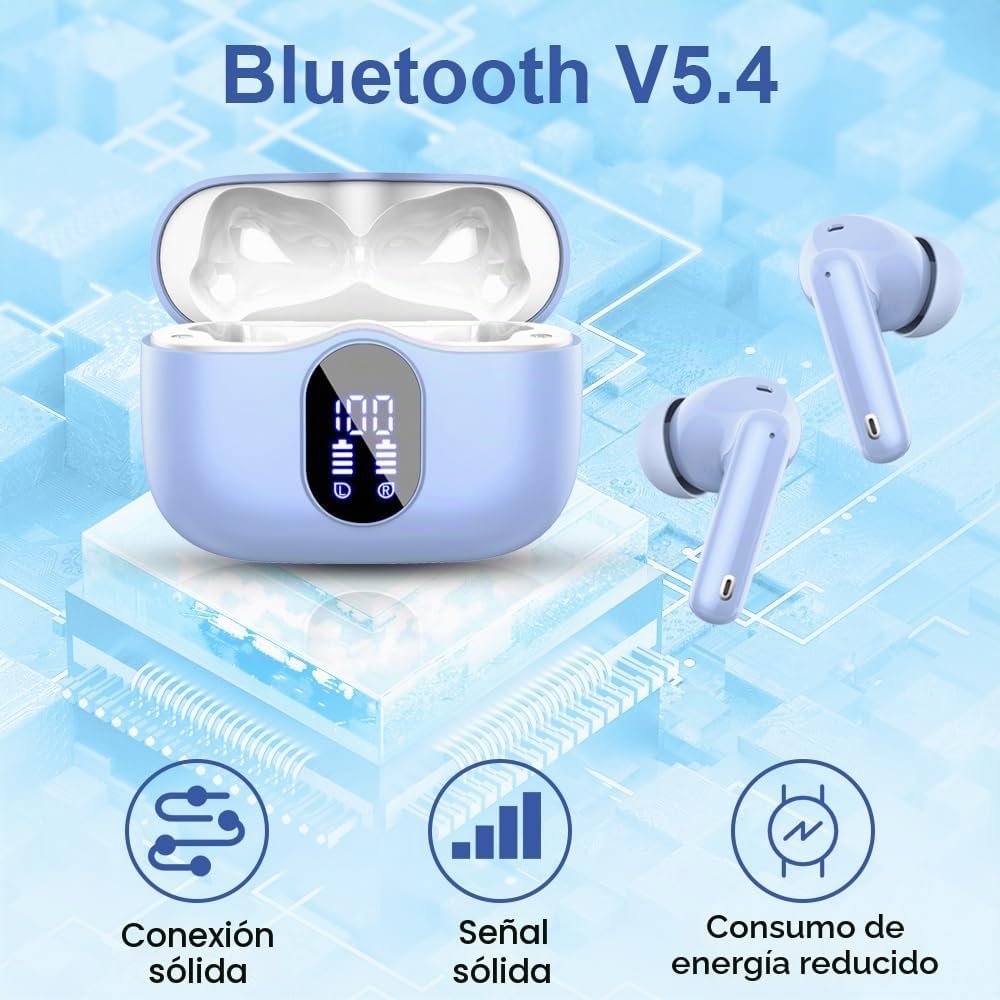 Auriculares inalámbricos, auriculares Bluetooth 5.4 con graves esté...