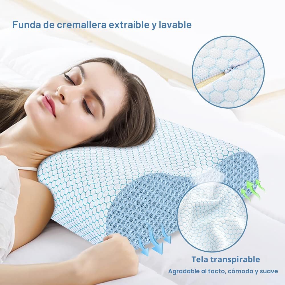 Almohada de espuma viscoelástica, almohada ortopédica cervical de c...