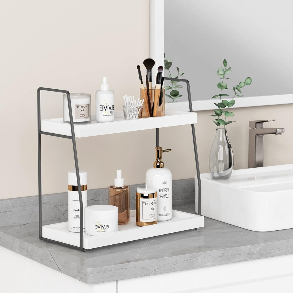 Forbena Organizador de mostrador de baño de 2 niveles, organizador...