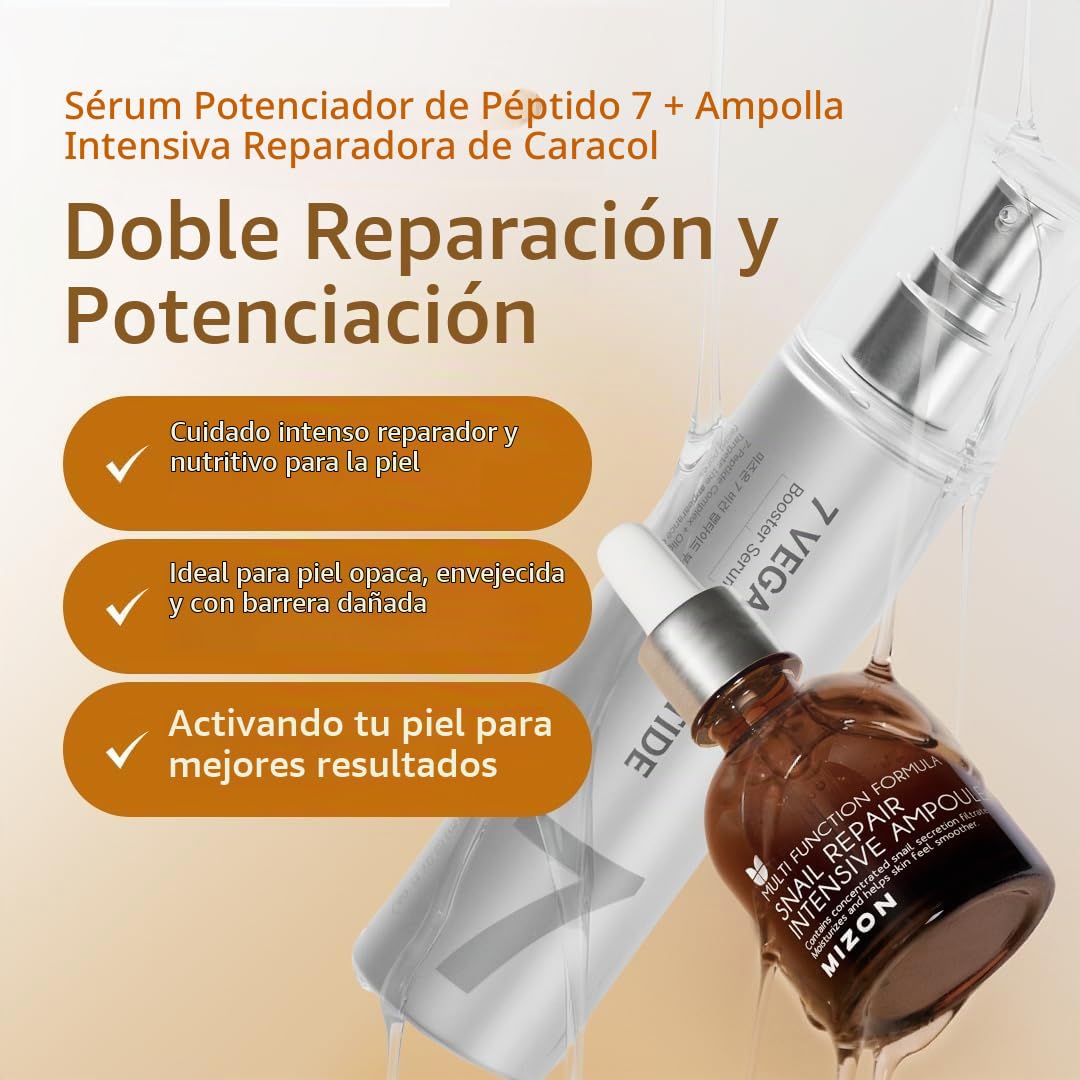 MIZON 7 suero de refuerzo de péptidos veganos + paquete de ampollas...