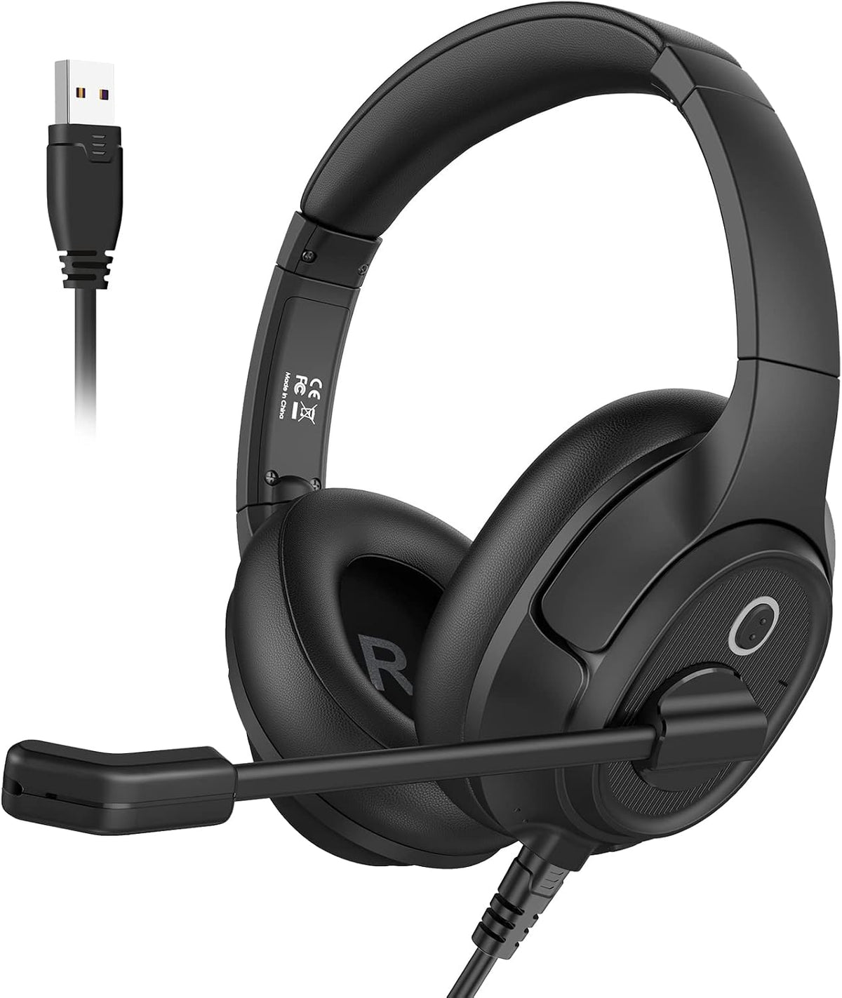 EKSA Auriculares con micrófono para laptop, auriculares con cable p...