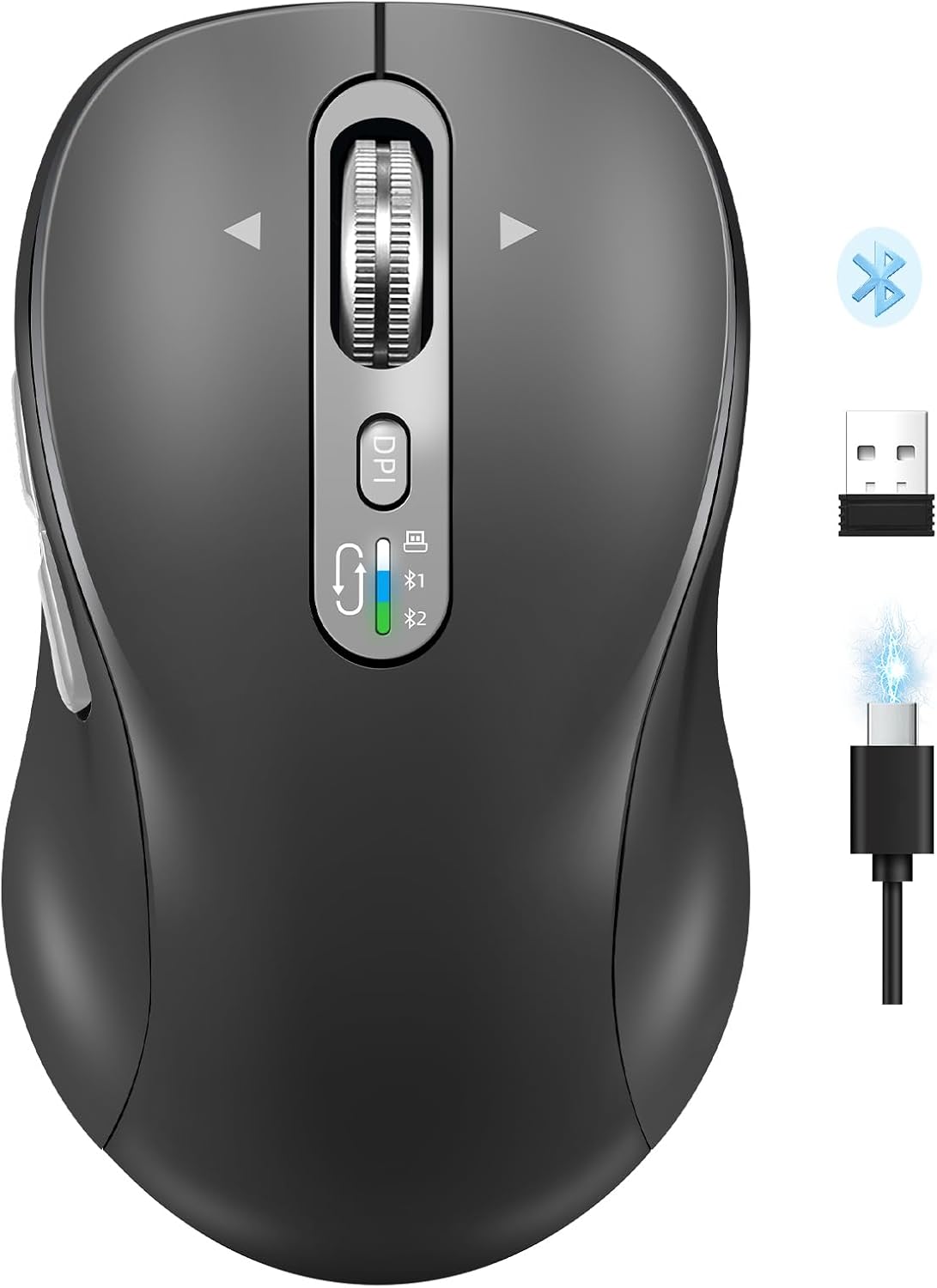 Ratón Bluetooth inalámbrico, mouse Ergo para computadora multidispo...