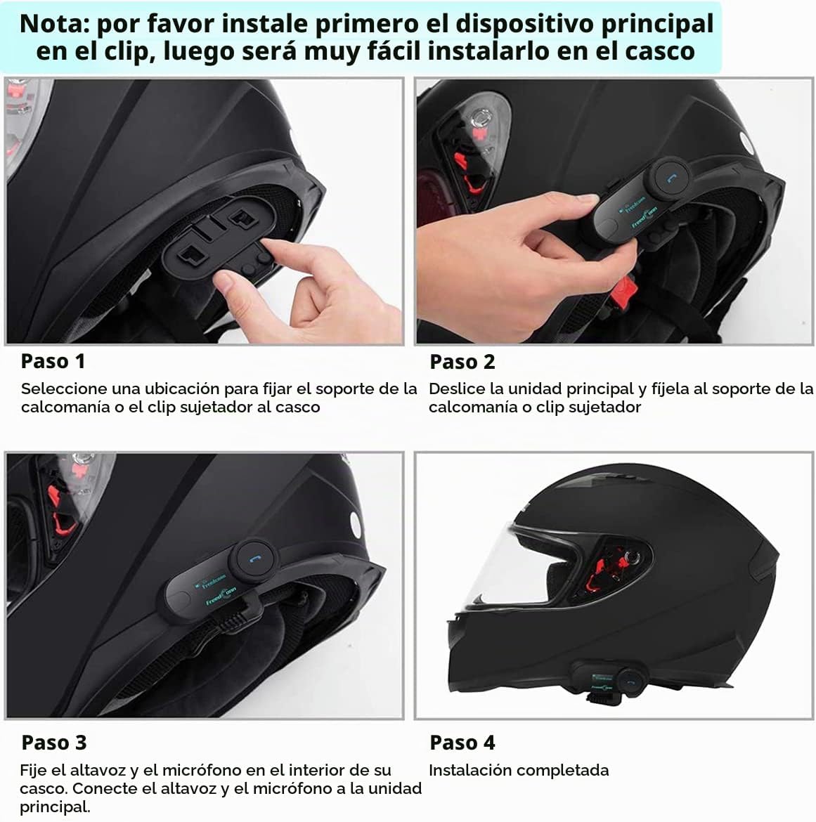 FreedConn Auriculares Bluetooth para motocicleta, interfono de 2 ví...