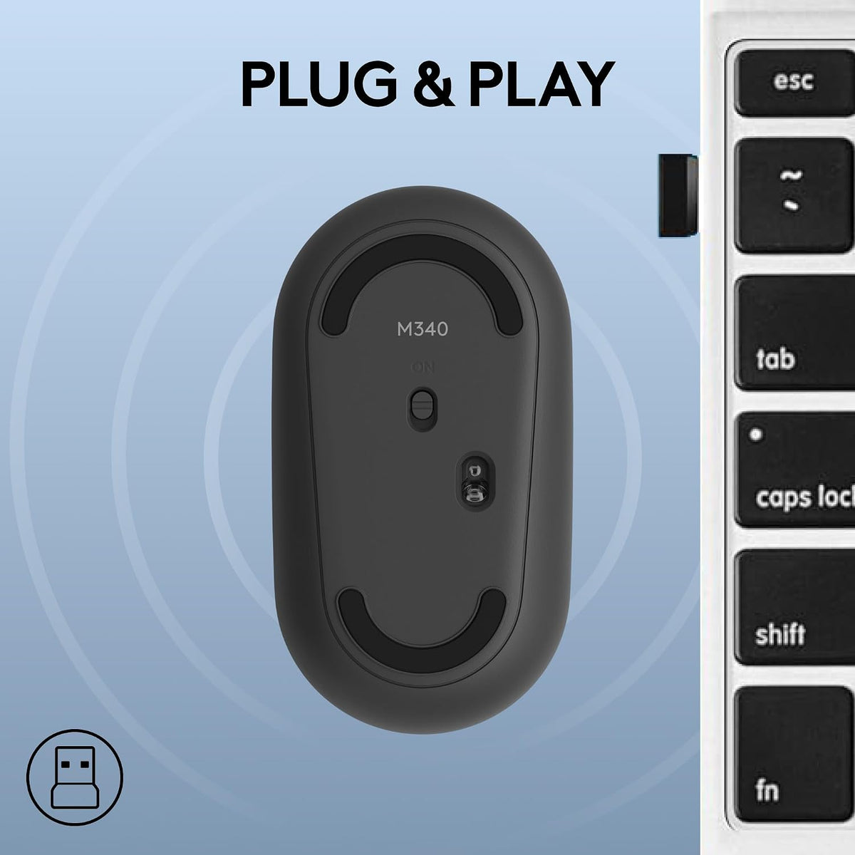 Logitech Ratón inalámbrico silencioso ambidiestro compacto M340 - G...