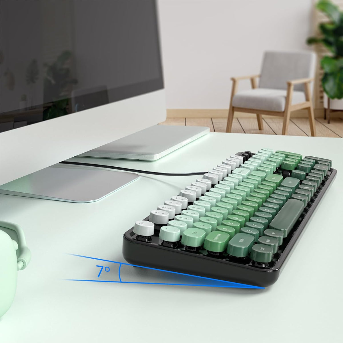 Dliter - Teclado con cable, 104 teclas de máquina de escribir de ta...