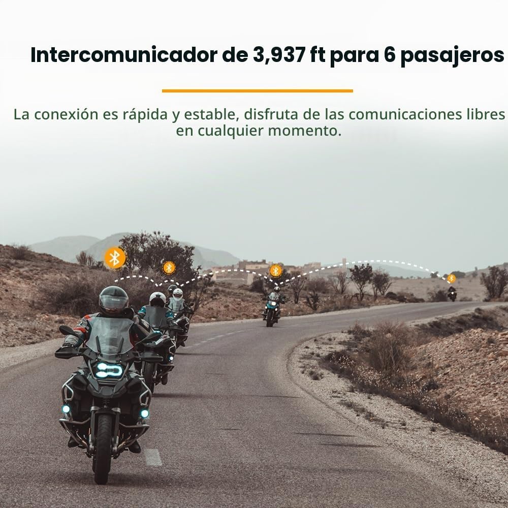 FreedConn FG - Intercomunicador de casco Bluetooth, comunicación de...