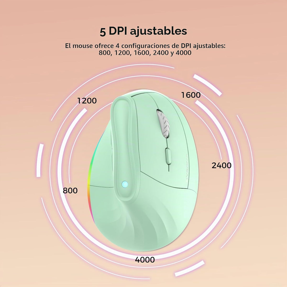 KYSONA Ratón ergonómico inalámbrico de 57°, ratón vertical, ratón p...