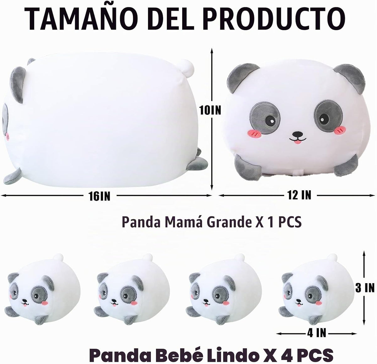 SQEQE Panda Mommy - Animal de peluche con 4 pandas de bebé, juguete...