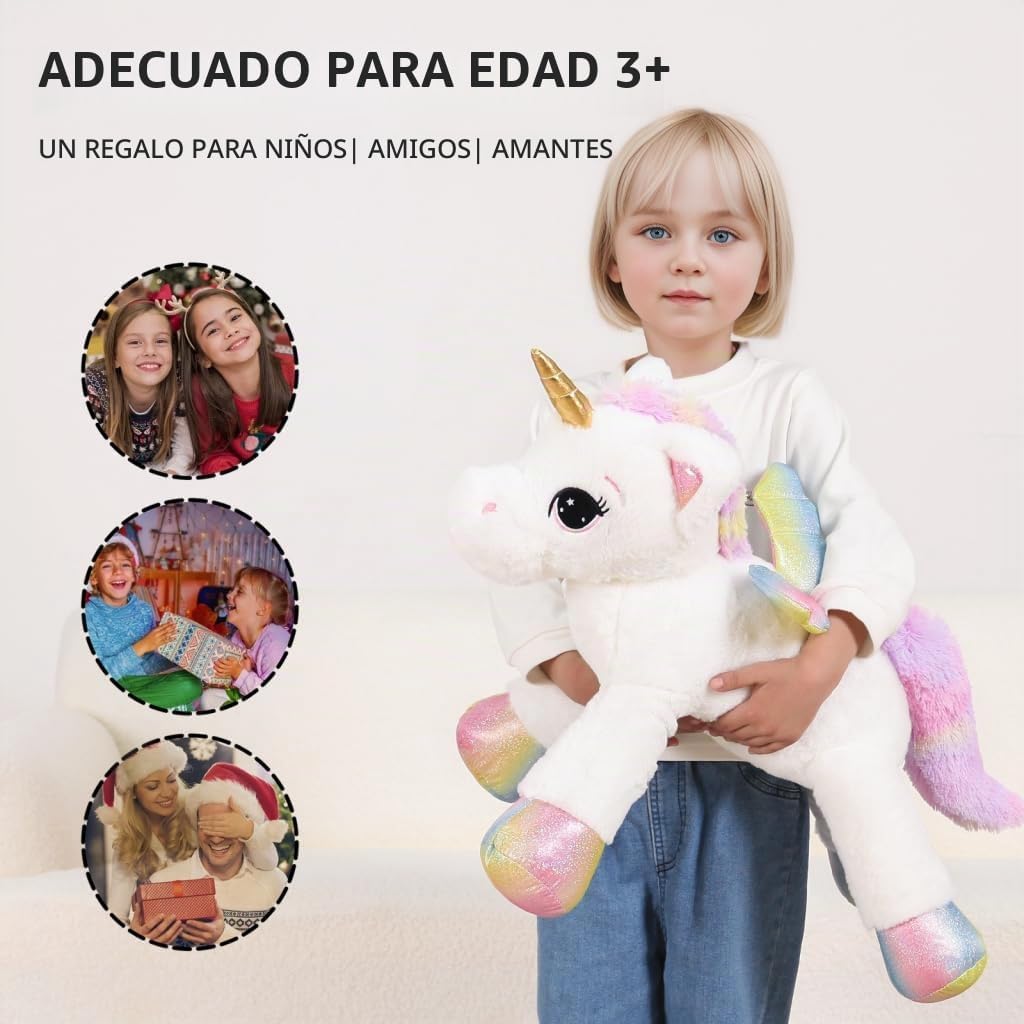 FFxiong Almohada de Juguete de Peluche de Unicornio Grande de 24 Pu...