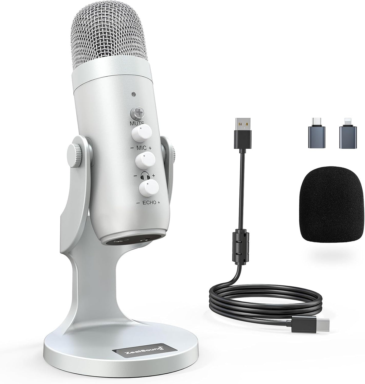 ZealSound Micrófono Podcast para PC, Micrófono USB con cancelación...