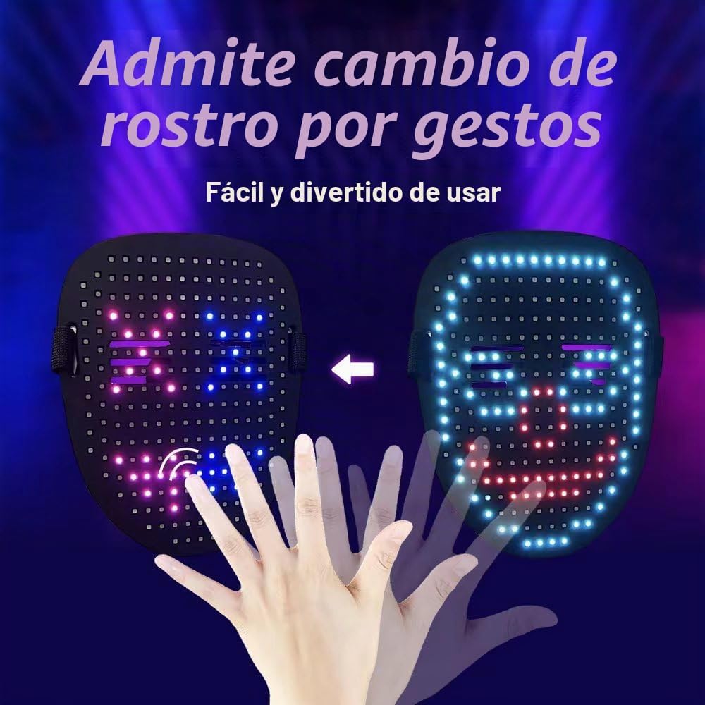 Máscara LED COKOTEE con detección de gestos, luz LED, máscara facia...