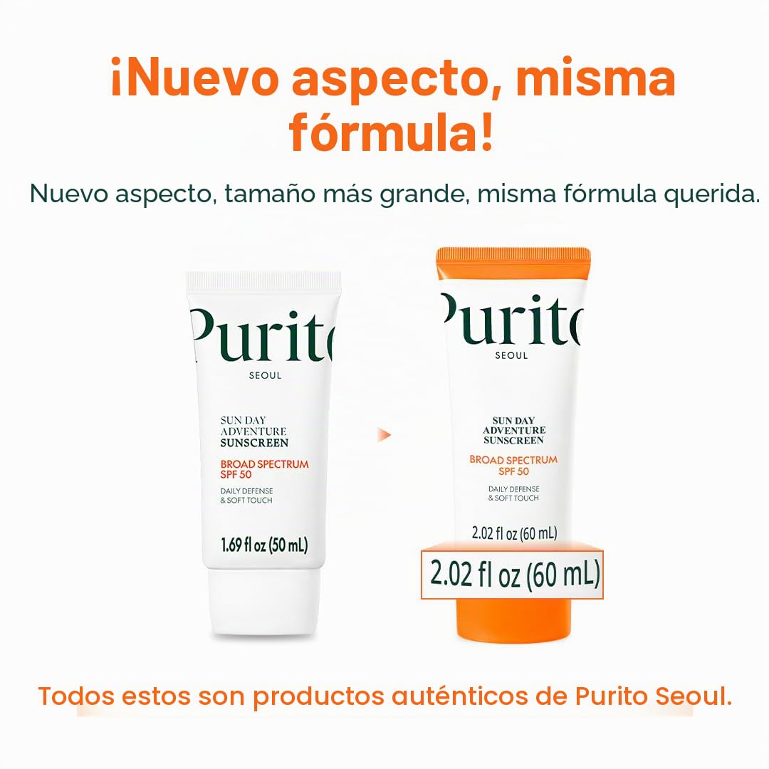 PURITO Protector solar coreano SPF 50 para pieles sensibles, 2.02 f...