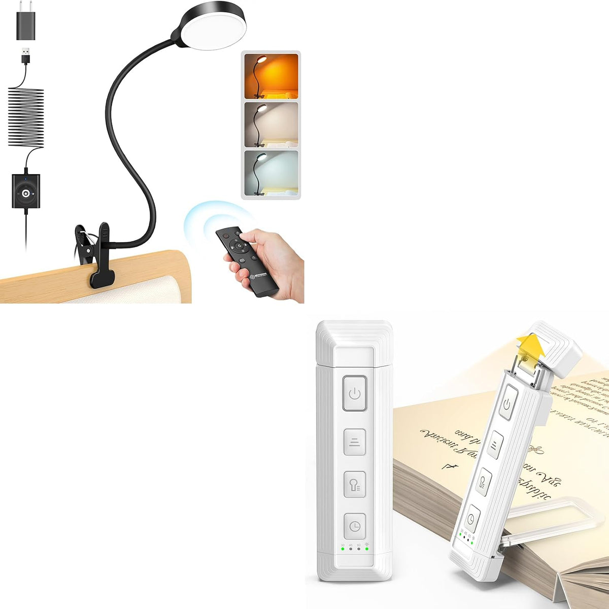 Glocusent Luz con clip y luz de libro para leer en la cama
