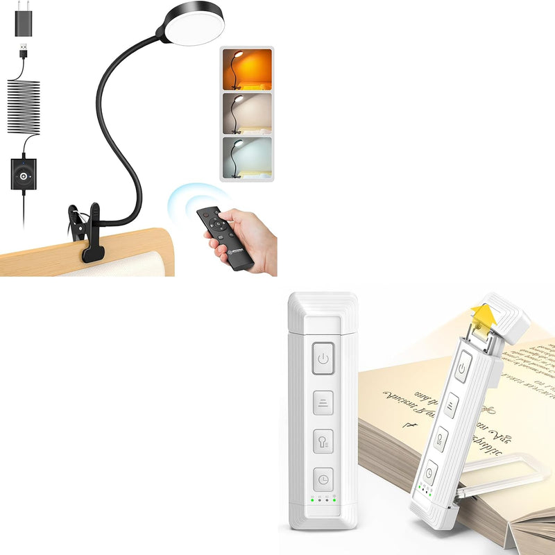 Glocusent Luz con clip y luz de libro para leer en la cama