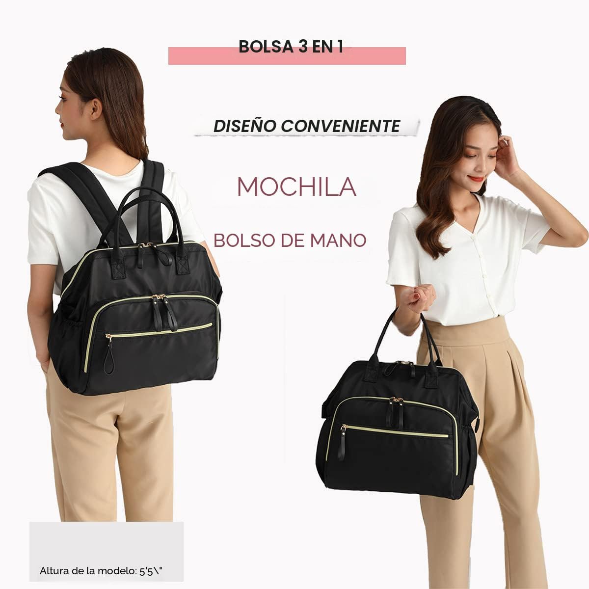 LORADI Bolsa de pañales convertible, parte superior abierta de 14 b...