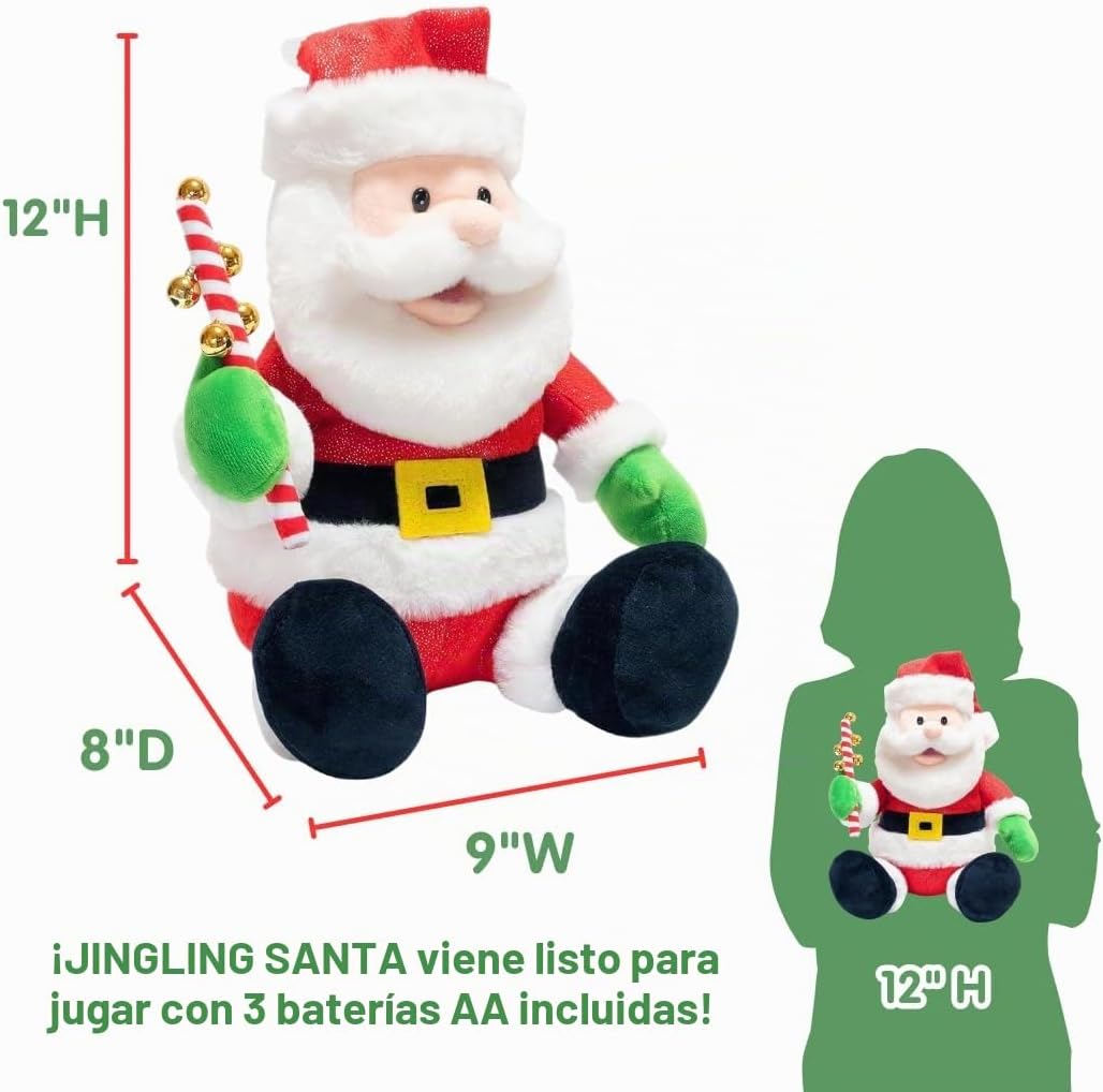 Cuddle Barn - Papá Noel Jingling | Juguete de peluche navideño de P...