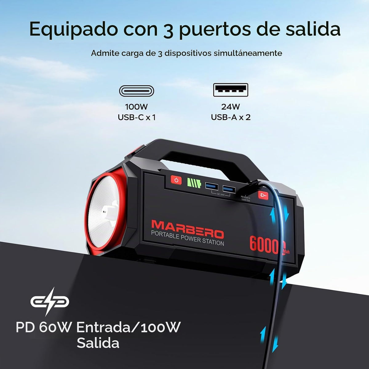 MARBERO Estación de energía portátil de 222 Wh, cargador portátil,...