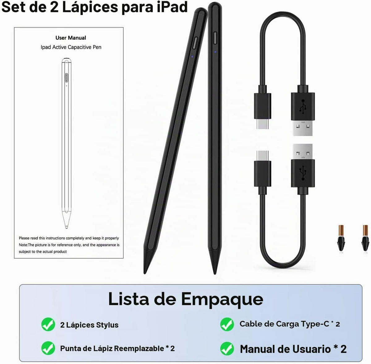 Stylus para Lápices Activos 11ª y 10ª Generación Paquete de 2 Lápic...