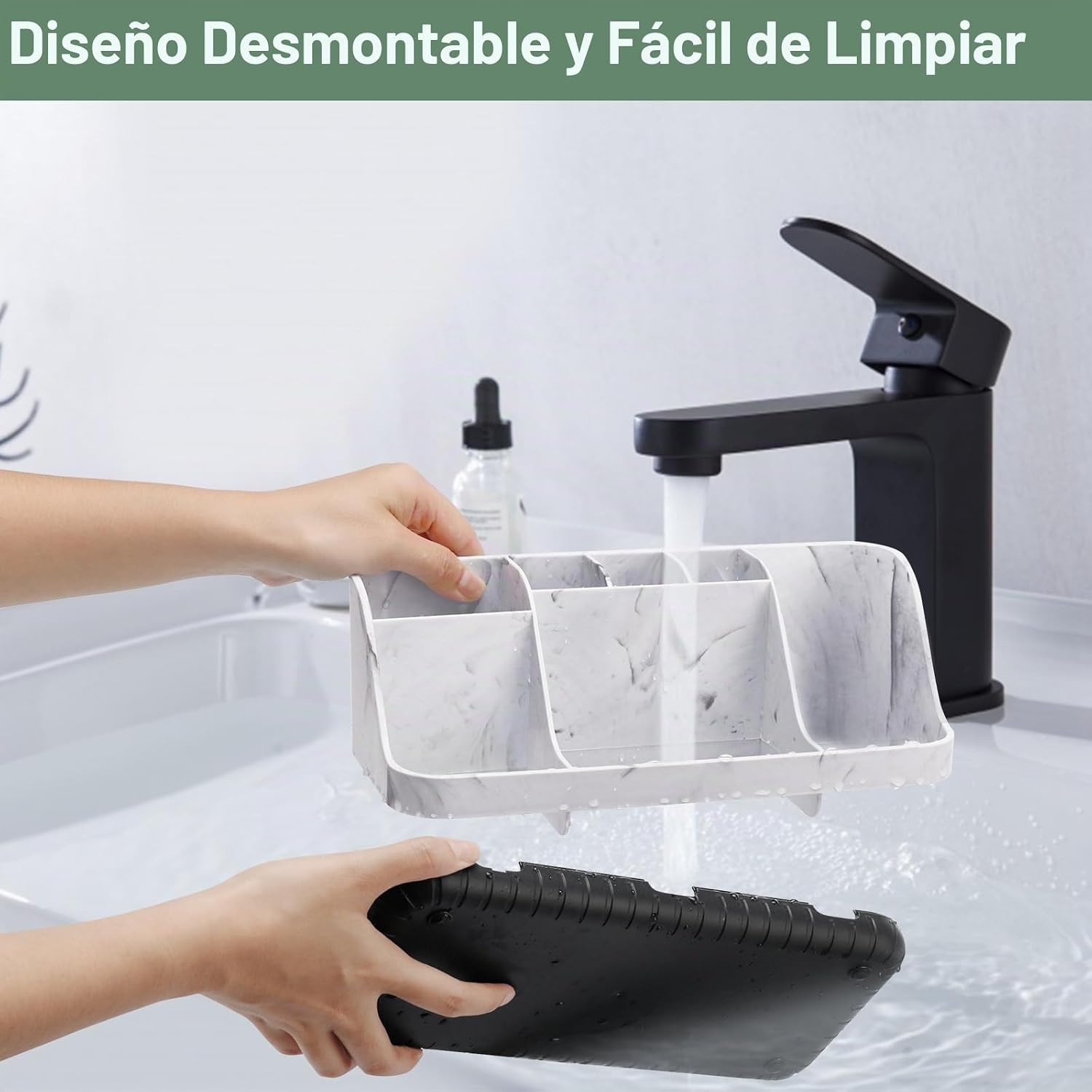GFWARE Organizador de Encimera de Baño de Mármol - 7 Ranuras Desmon...