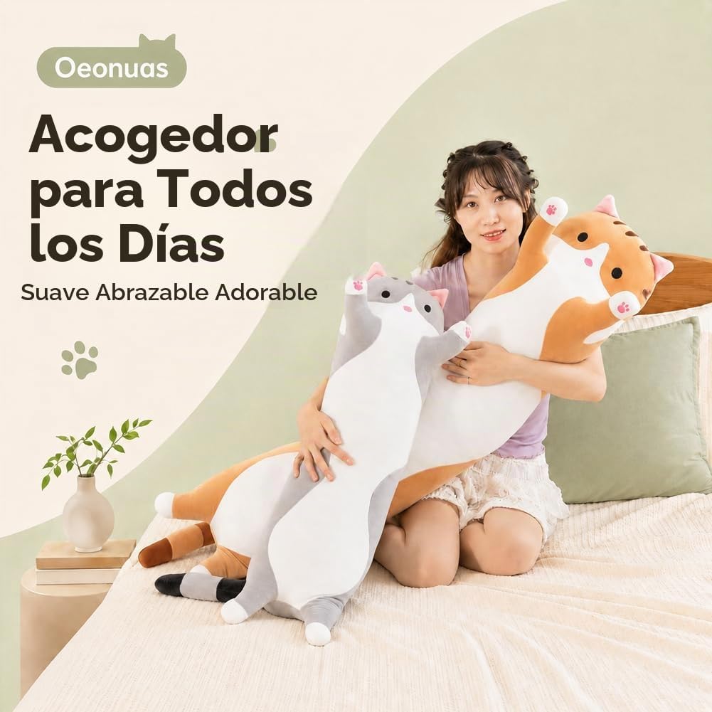 Almohada de felpa de cuerpo larga y suave con diseño de dibujos ani...