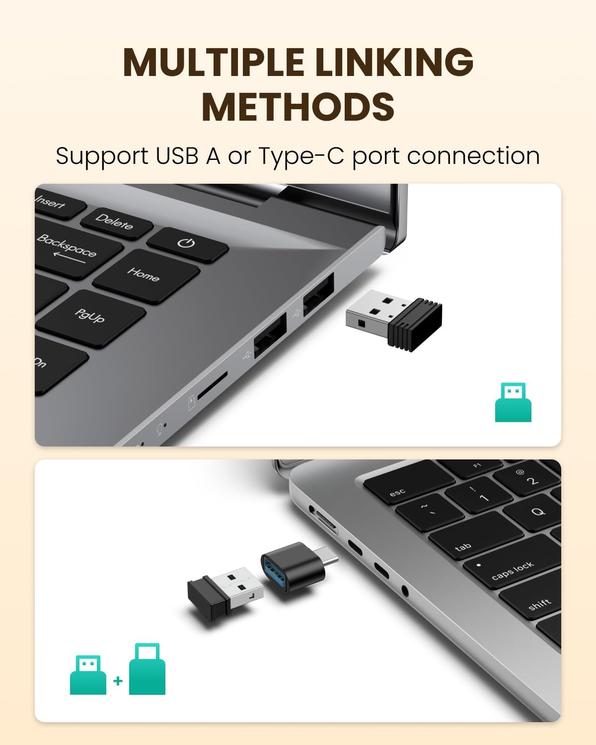 POJTK Ratón ergonómico inalámbrico recargable, conexión Bluetooth+U...