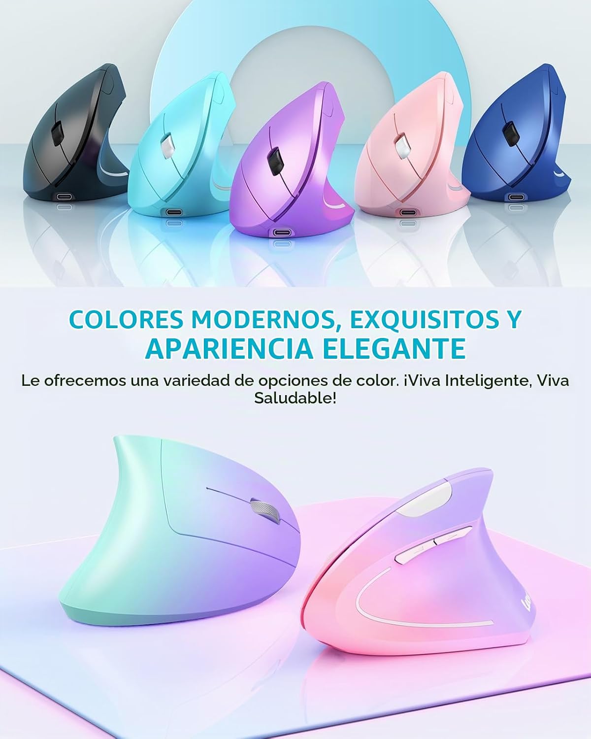 Lekvey Ratón ergonómico, ratón vertical inalámbrico, ratón óptico r...